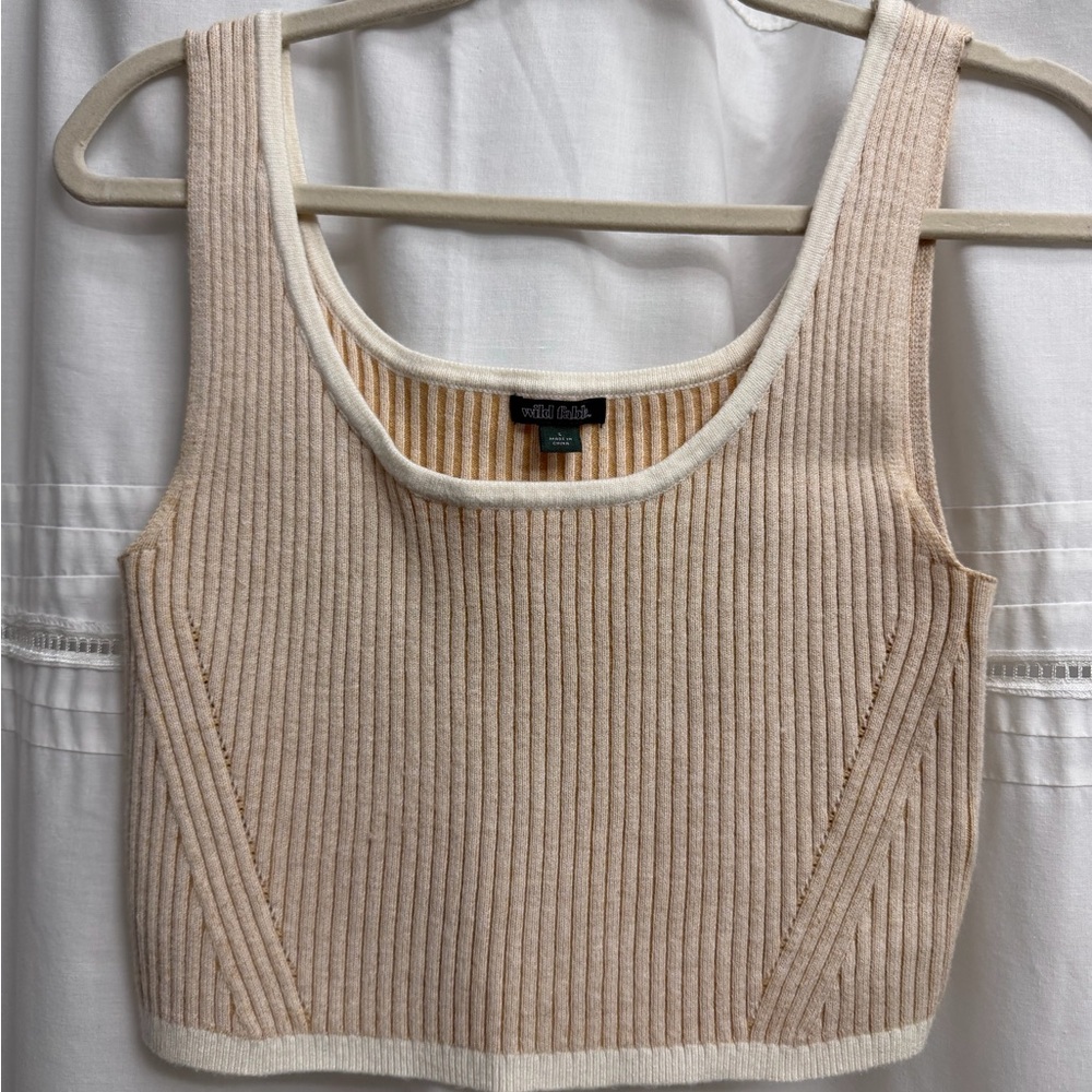 Wild Fable Beige Ribbed Knit Crop Top